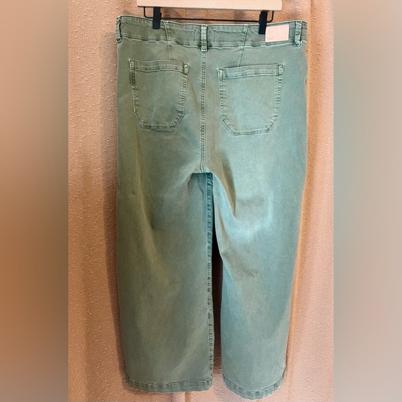 PAIGE Brooklyn Wide Leg Pant Olive Green size 33 - Picture 3 of 4